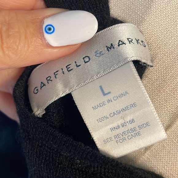 Garfield & Marks women’s 100% cashmere sweater cowl drape open back black L - Picture 4 of 7